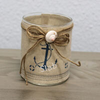 Glas Windlicht Maritim mit Anker