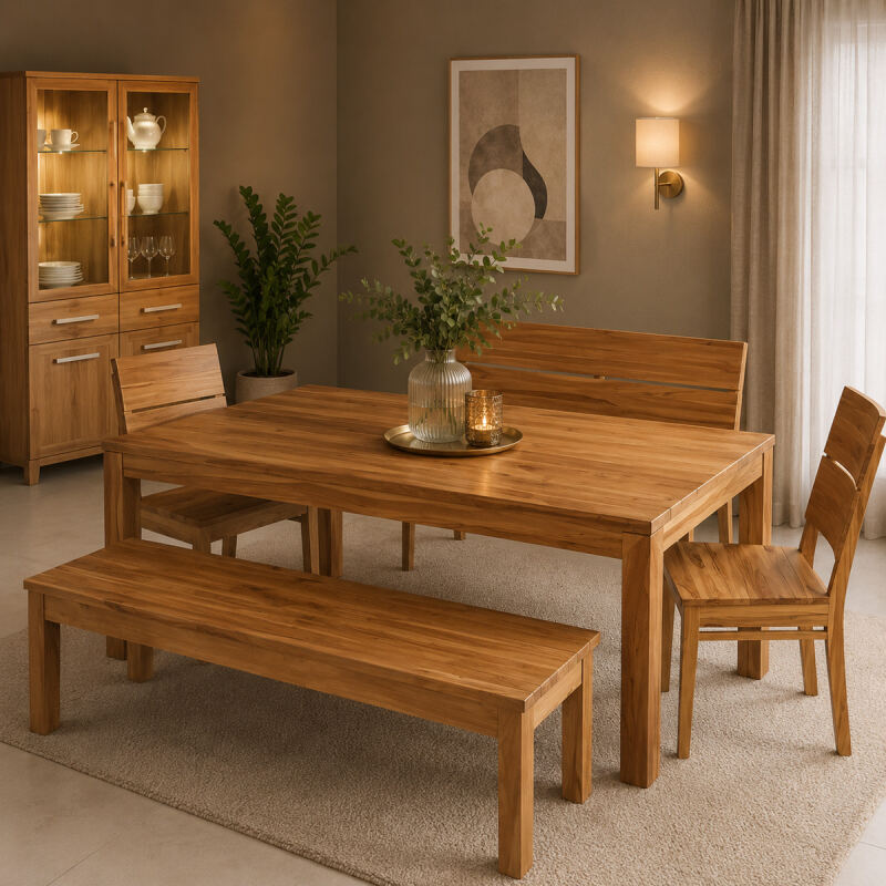 Esstisch Massivholz Kernbuche 160x90 mit 2 Schubladen