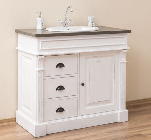 Shabby Chic Waschtisch weiß mit brauner Platte