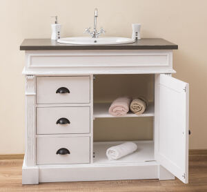 Shabby Chic Waschtisch weiß mit brauner Platte