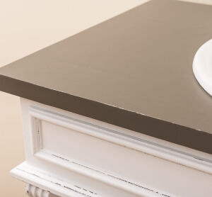 Shabby Chic Waschtisch weiß mit brauner Platte