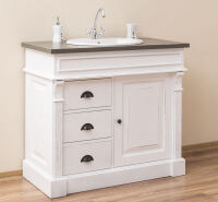 Shabby Chic Waschtisch weiß mit brauner Platte