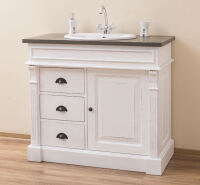 Shabby Chic Waschtisch weiß mit brauner Platte