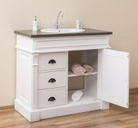Shabby Chic Waschtisch weiß mit brauner Platte