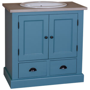 Massivholz Waschtisch mit Unterschrank Blau