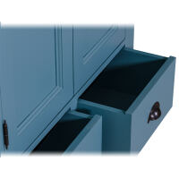 Massivholz Waschtisch mit Unterschrank Blau