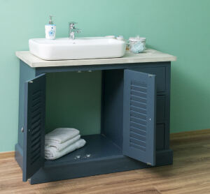 Blaue Waschkommode Vintage mit Becken
