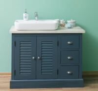 Blaue Waschkommode Vintage mit Becken