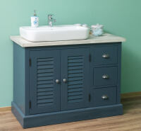 Blaue Waschkommode Vintage mit Becken