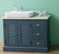 Blaue Waschkommode Vintage mit Becken