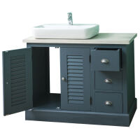 Blaue Waschkommode Vintage mit Becken