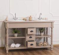 Landhaus Waschtisch Shabby graubeige, inkl. Becken