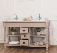 Landhaus Waschtisch Shabby graubeige, inkl. Becken