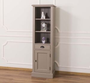Antiker Hochschrank im Landhausstil bordeaux braungrau