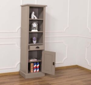 Antiker Hochschrank im Landhausstil bordeaux braungrau