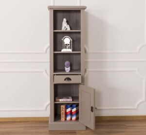Antiker Hochschrank im Landhausstil bordeaux braungrau