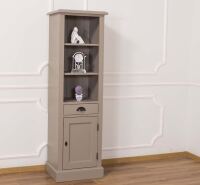 Antiker Hochschrank im Landhausstil bordeaux braungrau