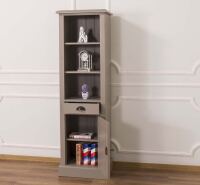 Antiker Hochschrank im Landhausstil bordeaux braungrau