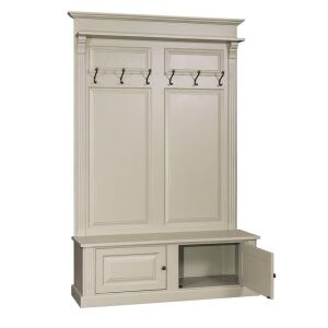 Grüne Vintage Garderobe mit Sitzbank Shabby steingrau