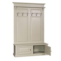 Grüne Vintage Garderobe mit Sitzbank Shabby steingrau
