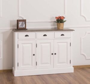 Landhausstil Anrichte Shabby Chic weiß, Platte gebürstet