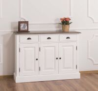 Landhausstil Anrichte Shabby Chic weiß, Platte gebürstet