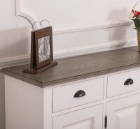 Landhausstil Anrichte Shabby Chic weiß, Platte gebürstet