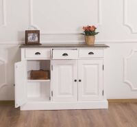 Landhausstil Anrichte Shabby Chic weiß, Platte gebürstet