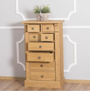 Schmale Schubladenkommode Massivholz Braun