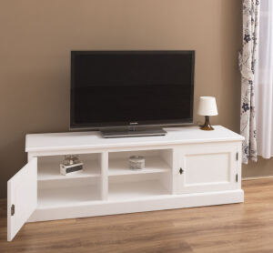 Massivholz TV Sideboard weiÃŸ im Landhausstil