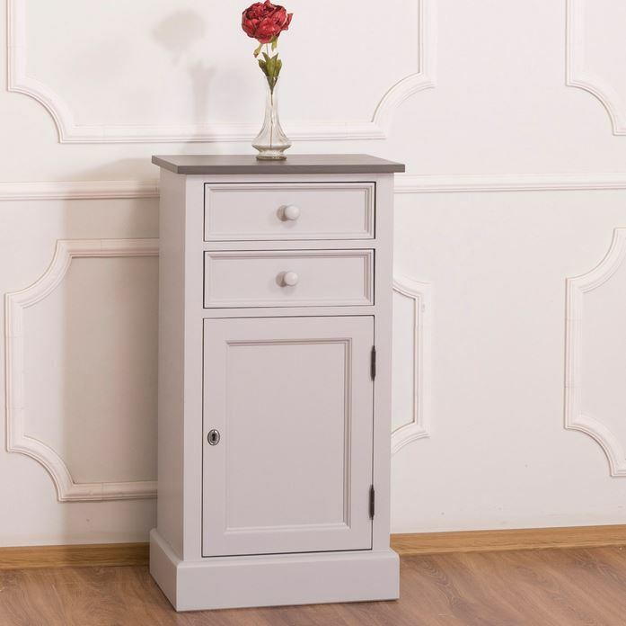 Beistellschrank im Landhausstil grau