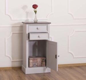 Beistellschrank im Landhausstil grau