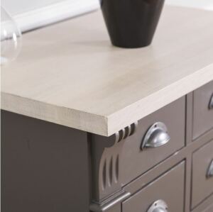 Dunkelbraune Kommode mit Eichenplatte Vintage