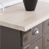 Dunkelbraune Kommode mit Eichenplatte Vintage