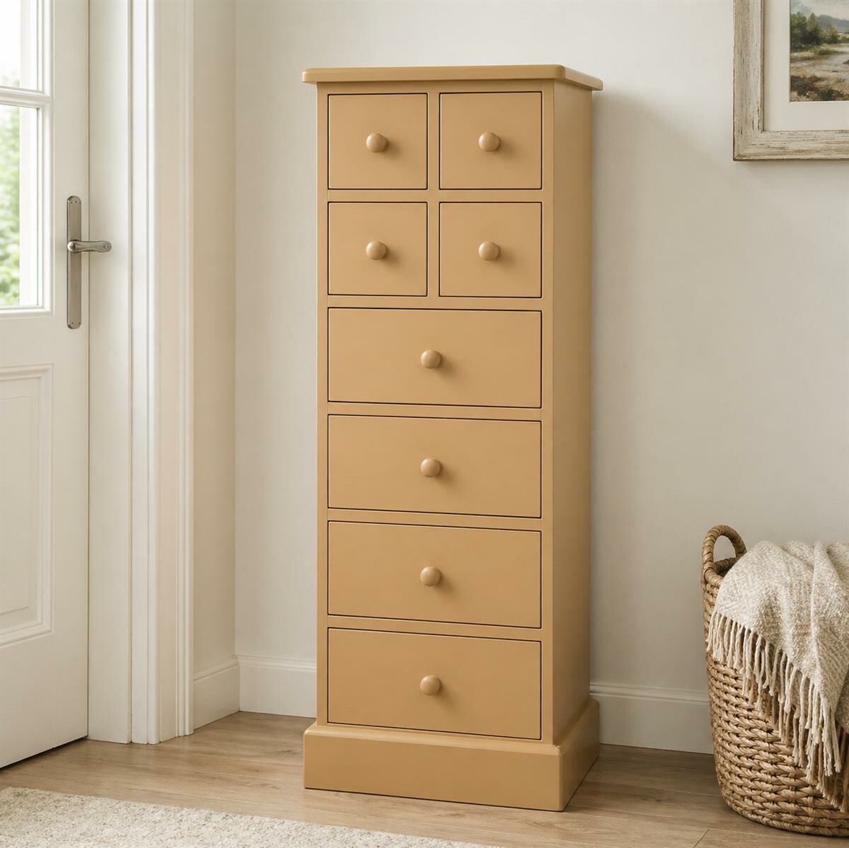 Schmale Kommode Ockergelb Shabby Chic - Onlineshop für massive Landhausmöbel