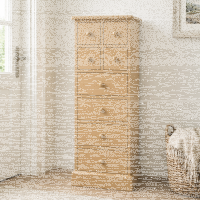 Schmale Kommode Ockergelb Shabby Chic