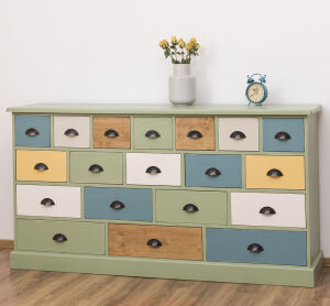 Vintage Schubladenkommode Grün Antik 180 cm