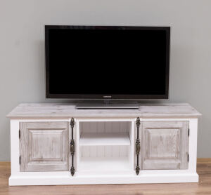 Holz TV-Sideboard weiÃŸ im Landhausstil