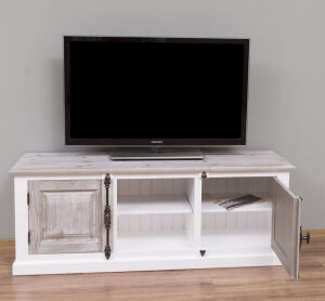 Holz TV-Sideboard weiÃŸ im Landhausstil