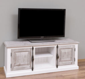 Holz TV-Sideboard weiÃŸ im Landhausstil
