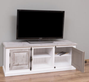 Holz TV-Sideboard weiÃŸ im Landhausstil