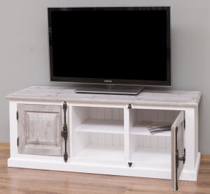 Holz TV-Sideboard weiÃŸ im Landhausstil