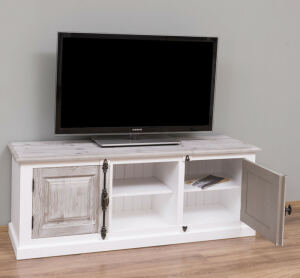 Holz TV-Sideboard weiß im Landhausstil