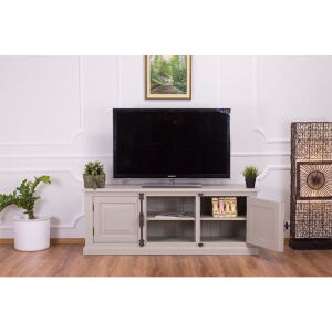 Graues TV-Sideboard im Landhausstil