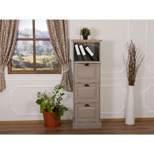 Grauer Aktenschrank aus Massivholz Shabby Chic
