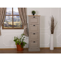 Grauer Aktenschrank aus Massivholz Shabby Chic