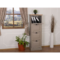 Grauer Aktenschrank aus Massivholz Shabby Chic