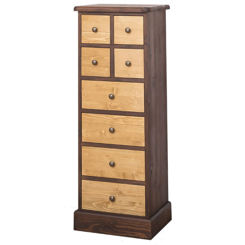 Schmale Schubladenkommode braun Massivholz