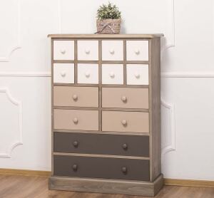 Mehrfarbige Apothekerkommode braun-beige