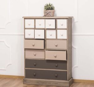 Mehrfarbige Apothekerkommode braun-beige